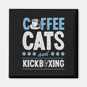 Imã Gatos Café E Kickboxing Fofo Engraçado Kickboxer C
