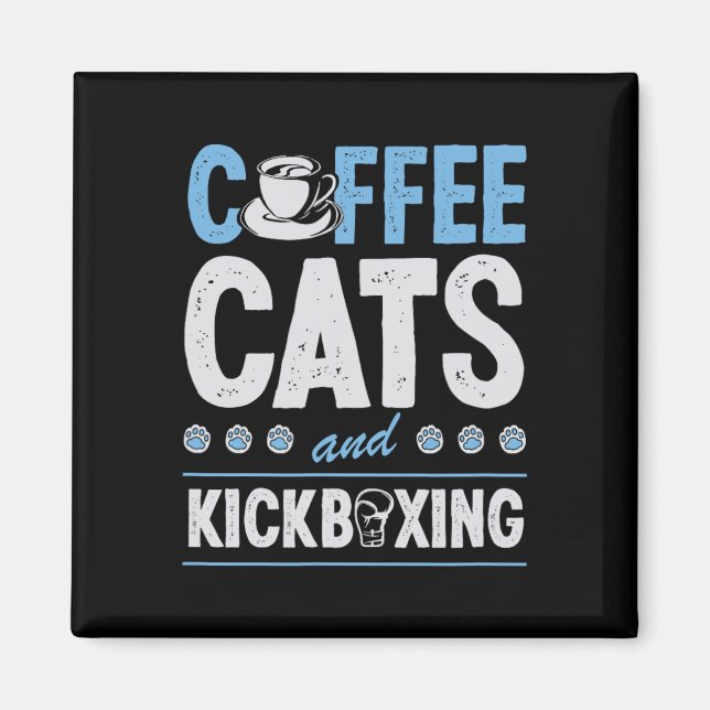Imã Gatos Café E Kickboxing Fofo Engraçado Kickboxer C (Frente)
