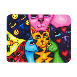 Ímã Gatos Coloridos e Bonitos, pintura original