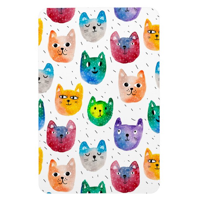 Ímã Gatos com aquarelas e amigos (Vertical)
