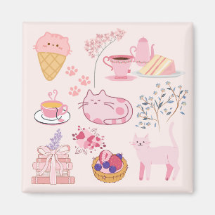 Imã Gatos Cor-de-Rosa