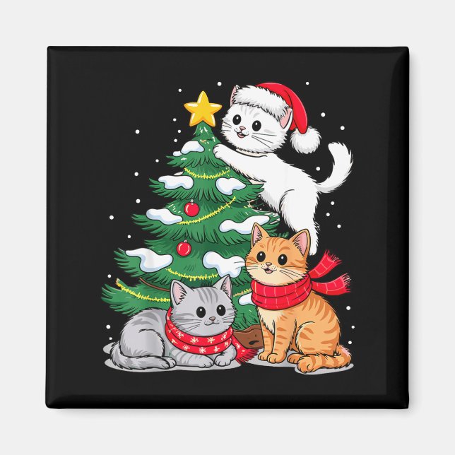 Imã Gatos da Árvore de Natal Xmas  (Frente)