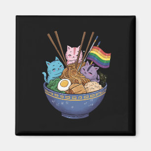 Imã Gatos da Bandeira do Arco-íris Ramen Anime Mês do