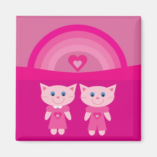 Imã Gatos de amor rosa e magnetos