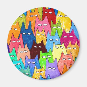 Imã Gatos de Desenho Animado Engraçados Desenho a Lápi