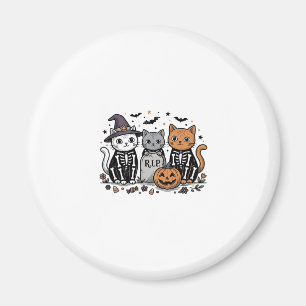 Imã Gatos de Esqueleto Fofo de Halloween Gravura Vinta