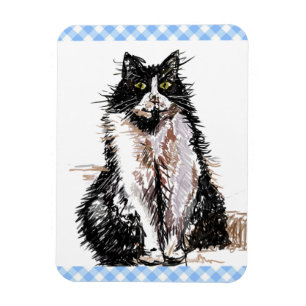 Ímã Gatos de Gato Tuxedo Desenho Preto e Branco