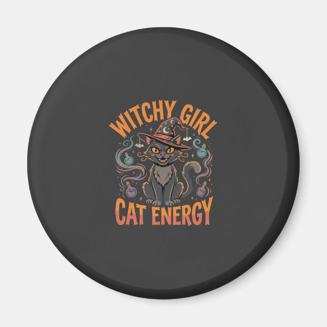 Imã Gatos de Halloween Bruxas Vibes (Frente)