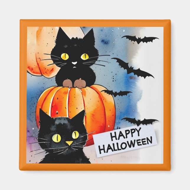 Imã Gatos De Halloween E Morcego (Frente)
