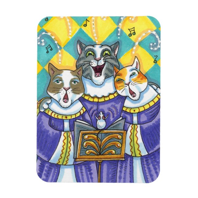 ÍMÃ GATOS DE IGREJA E GATOS DE NATAL CANTANDO MOUSE (Vertical)