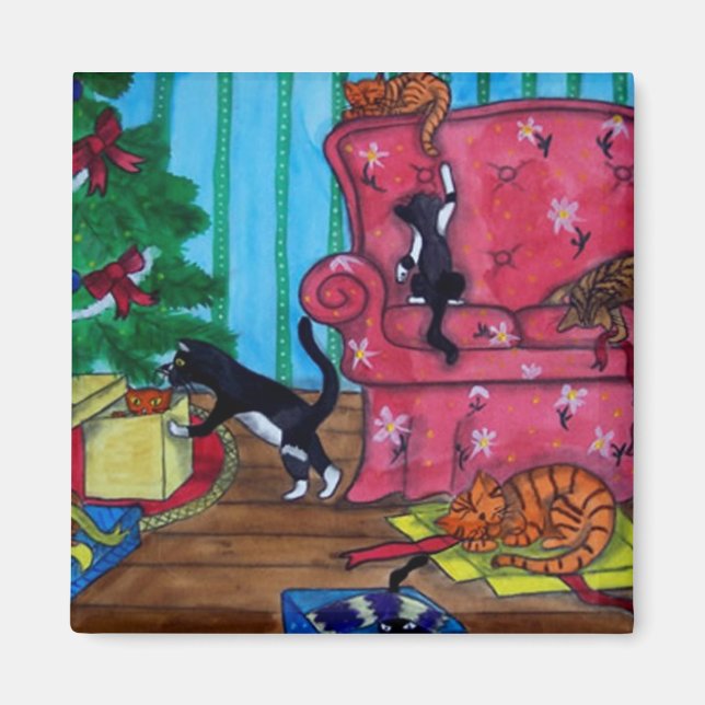 Imã Gatos de Natal (Frente)