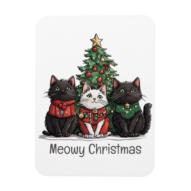 Ímã Gatos de Natal Árvore de Férias Meow (Vertical)