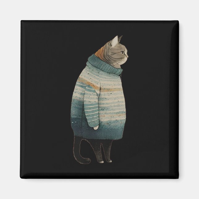 Imã Gatos De Natal Divertimos Gatinho Gato De Cinza De (Frente)