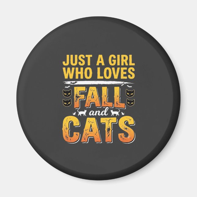 Imã Gatos de Outono Design de Halloween para Meninas_1 (Frente)