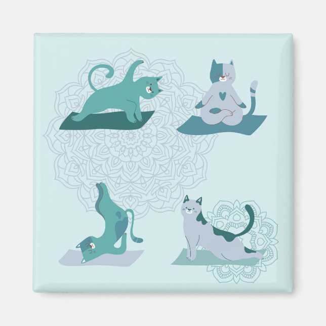 Imã Gatos de Yoga Verdes (Frente)
