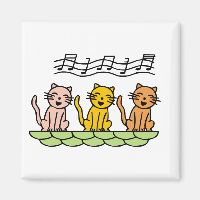 Imã Gatos do canto camiseta e presentes (Frente)