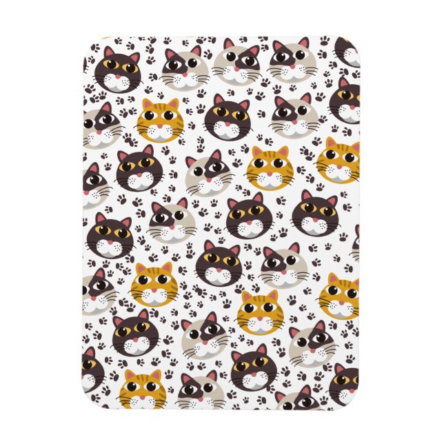 Ímã Gatos e estampa de pegadas (Vertical)