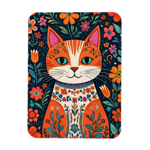 Ímã Gatos e Flores de Arte Folical Whimsical