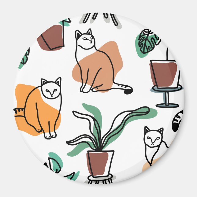 Imã Gatos e flores para desenho de linhagens (Frente)