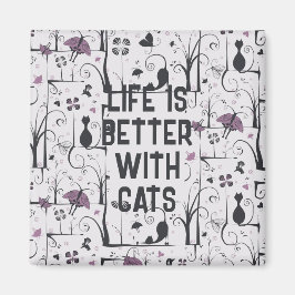 Imã Gatos em Árvores - Padrão de Silhueta Bonita Perso