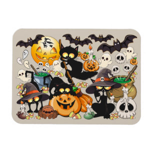 Ímã Gatos engraçados de Halloween na festa