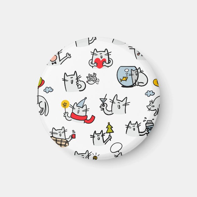 Imã Gatos engraçados, leite e magia. (Frente)