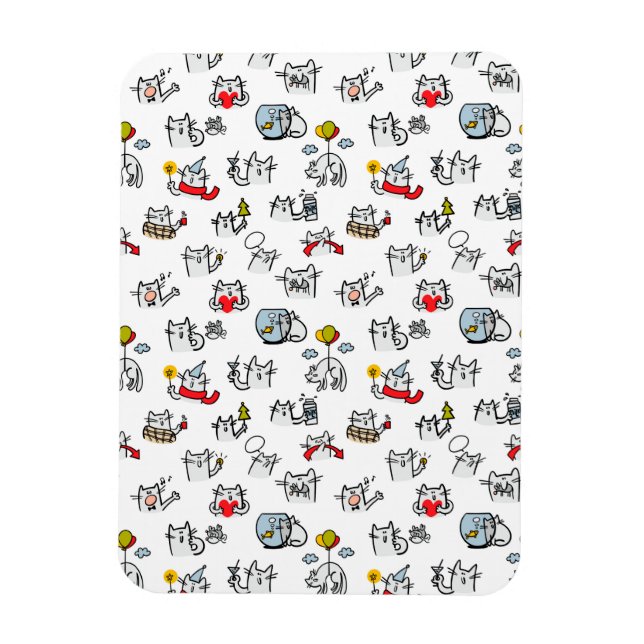 Ímã Gatos engraçados, leite e magia. (Vertical)