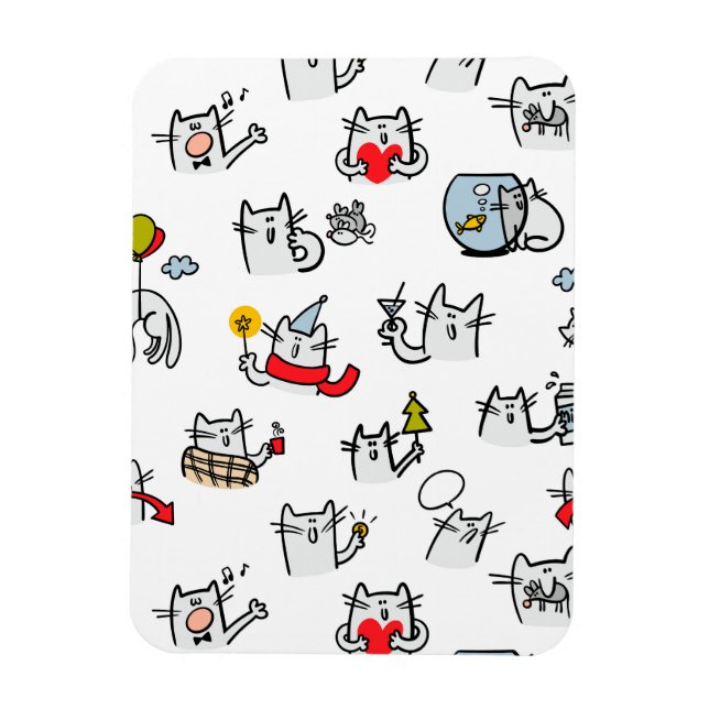 Ímã Gatos engraçados, leite e magia. (Vertical)