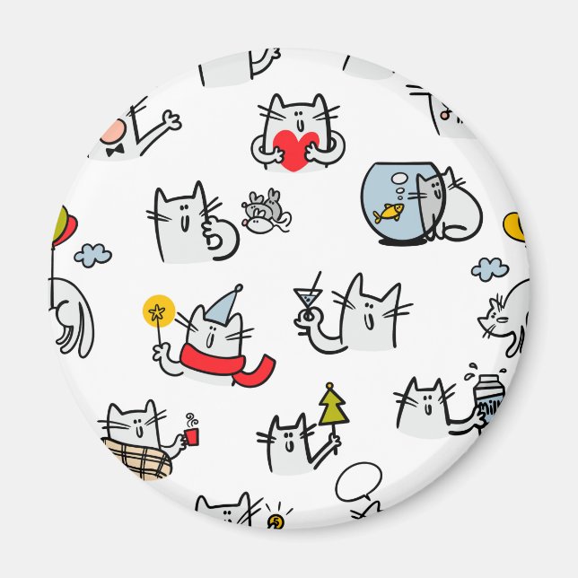 Imã Gatos engraçados, leite e magia. (Frente)