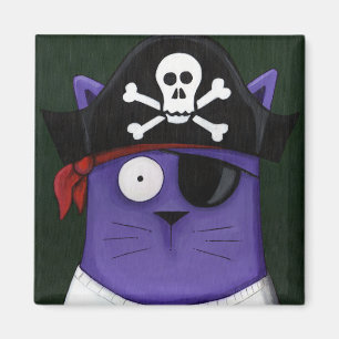 Imã Gatos Funky… Ímã do pardal do gato de Cap'n
