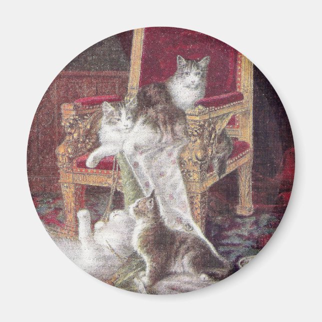 Imã Gatos jogando na Vintage Red Velvet (Frente)