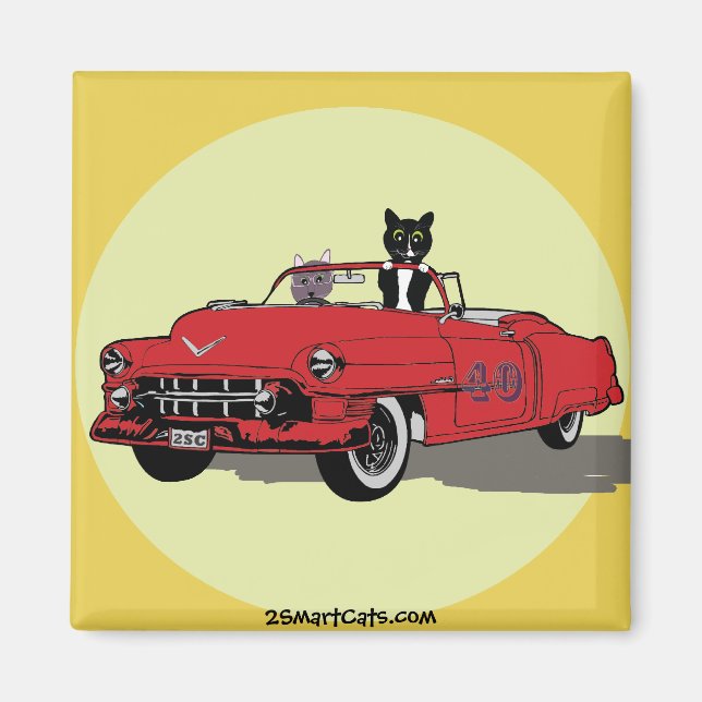 Imã Gatos Joy Riding Square Magnet (Frente)