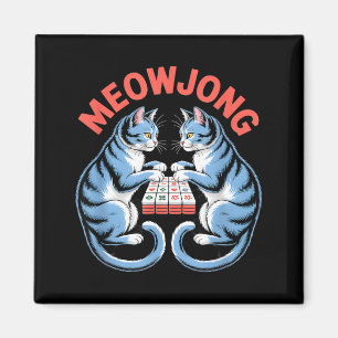Imã Gatos meowjong engraçados brincando com peças de m