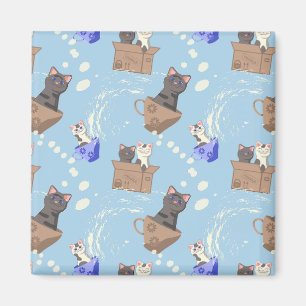 Imã Gatos na caixa e leite cai em azul