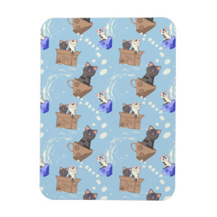 Ímã Gatos na caixa e leite cai em azul