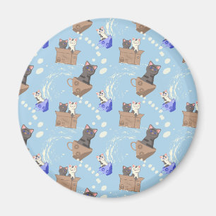 Imã Gatos na caixa e leite cai em azul