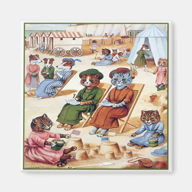 Imã Gatos na praia por Louis Wain (Frente)