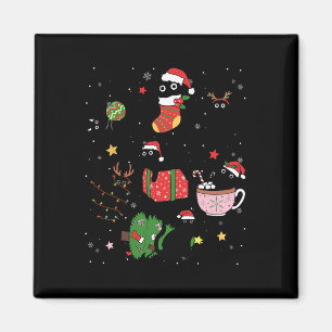 Imã Gatos Negros Engraçados Santa Hata Feliz De Natal 