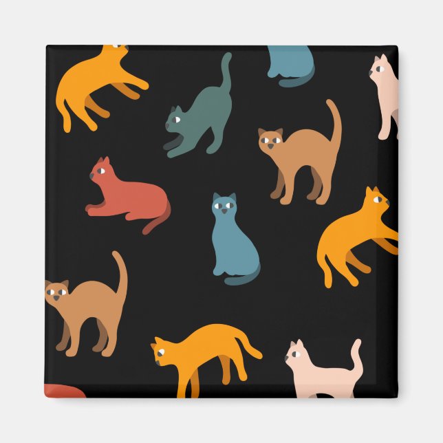 Imã Gatos no preto (Frente)