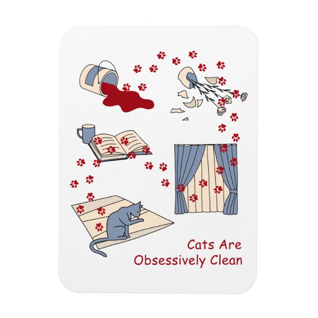 Ímã Gatos Obessivamente Limpos (Vertical)