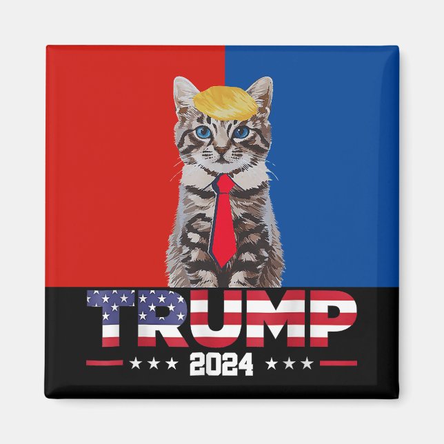 Imã Gatos Para Trump 2024 | Vance Trump Red Blue (Frente)