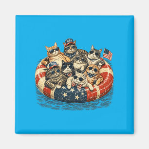 Imã Gatos Patrióticos Dos EUA Flutuador De Piscina Qua