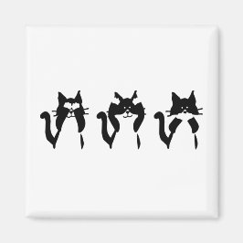 Imã Gatos Preto e Branco | Três Gatinhos Sábios