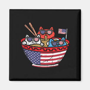 Imã Gatos Ramen Anime Bandeira Americana EUA Engraçado