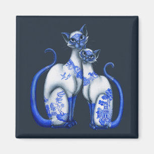 Imã Gatos Siamese do salgueiro azul