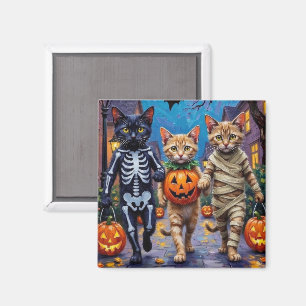 Imã Gatos Siameses Fantasiados de Halloween