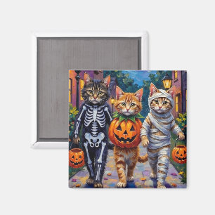 Imã Gatos Siberianos Pedindo Doces Fantasias de Hallow