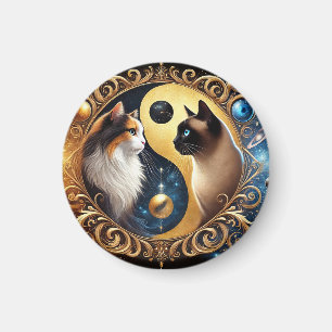 Imã Gatos Simbolizando Equilíbrio com um Yin Yang