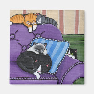 Imã Gatos sonolentos no ímã lunático do sofá