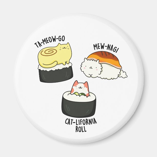 Imã Gatos Sushi Façam Um Pun Sushi (Frente)
